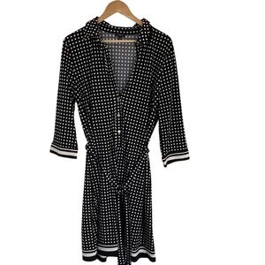 Talbots Womens Black White Polka Dot Dress Size XLP Classic Preppy‎ Office